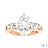 1 Ctw Marquise Shape Oval and Round Cut Diamond Semi-Mount Engagement Ring in 14K Rose and White Gold